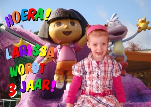 Uitnodiging Larissa 3 jaar